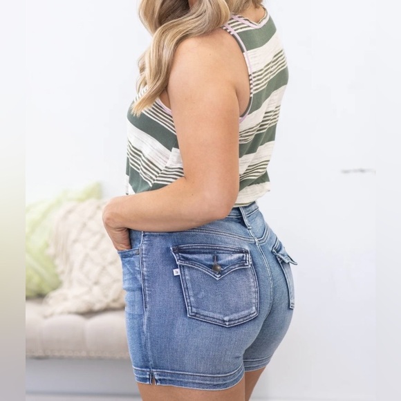 Judy Blue Light Blue Jean Shorts - Picture 2 of 13